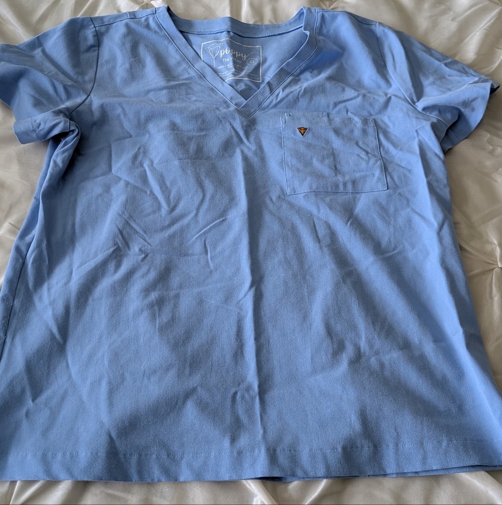 Poppy Ceil Blue Scrub Top